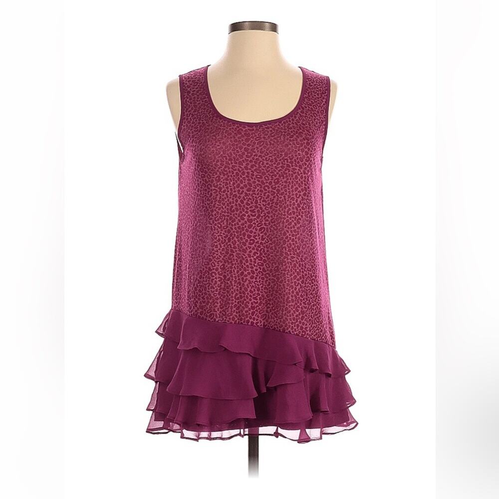 Fluent Life Essentials Cheetah print asymmetrical hem shift dress, size‎ small